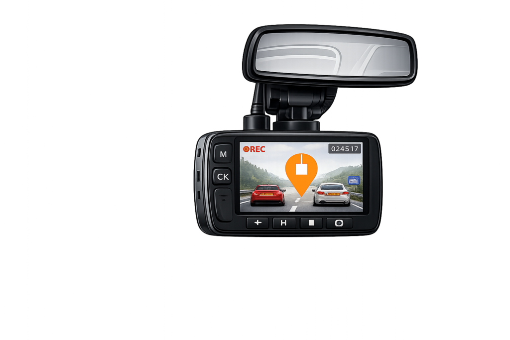 Illustrated dash cam graphic for RideShareGuide’s best dash cams UK 2026 buying guide.