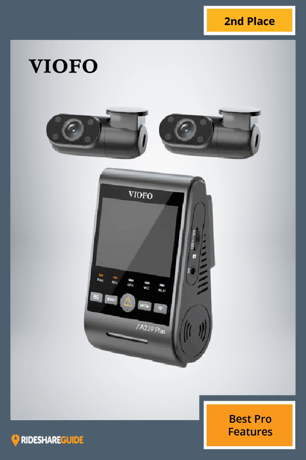 Viofo A229 Plus 3 channel dash cam used for Uber driving, offering advanced recording features and clear footage for private-hire work.